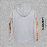 Burberry Check Panel Leather Logo Patch Hooded Sweatshirt 251015