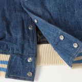 Celine Washed Denim Panel Varsity Jacket 251015