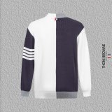 Thom Browne Split 4-Bar Stripe Knit Cardigan Coat 251023