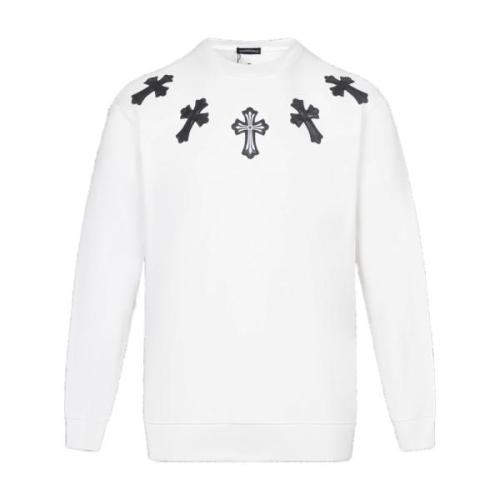Chrome Hearts Leather Patch Cross Embroidery Crewneck Sweatshirt 251023