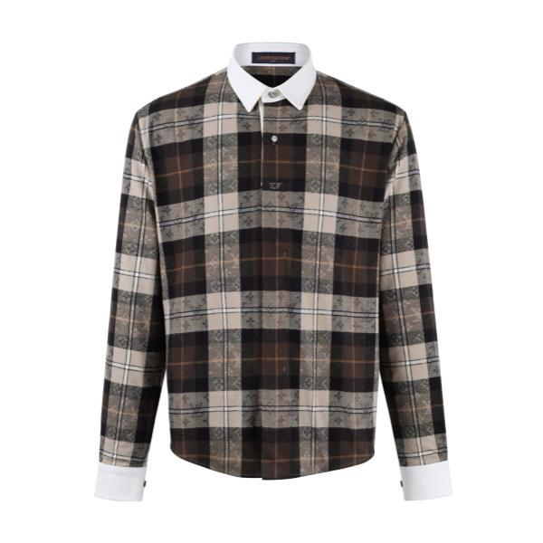 Louis Vuitton 25FW Check Jacquard Flannel Long-Sleeve Polo Shirt 251106