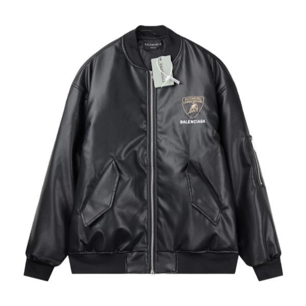 Balenciaga BLCG 25FW Lamborghini Co-branded Embroidery Varsity Leather Jacket 251106