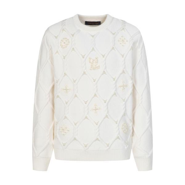 Louis Vuitton New Cable-Knit Wool Blend Crewneck Sweater 251106