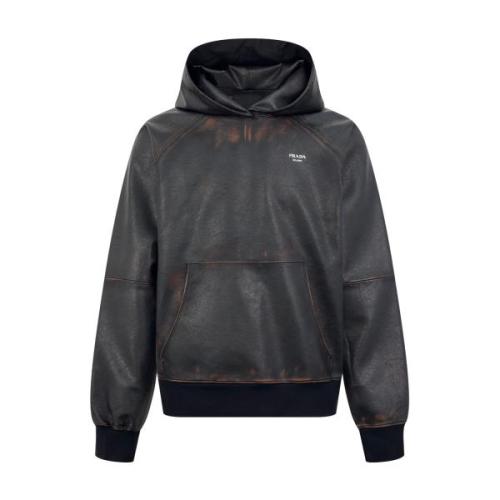 Prada 25 Spring/Summer Distressed Hooded Raglan Leather Jacket