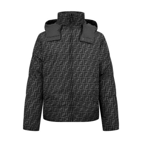 Fendi All-Over FF Print Reversible Down Jacket (Gray) 251119