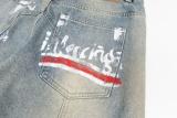 Balenciaga Exclusive Custom Graffiti Hand-Painted Heavy Washed Jeans 251119