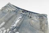 Balenciaga Exclusive Custom Graffiti Hand-Painted Heavy Washed Jeans 251119