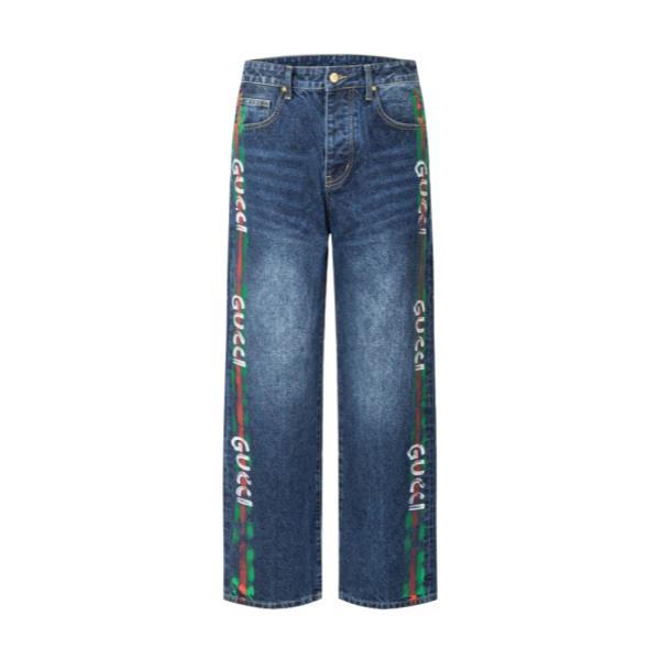 Gucci Exclusive Custom Graffiti Hand-Painted Heavy Washed Jeans 251119