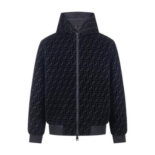 Fendi Logo Flocking Print Hooded Jacket