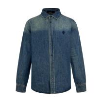 Gucci Demna Embroidered Logo Denim Long-Sleeve Shirt Jacket (Blue)