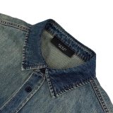 Gucci Demna Embroidered Logo Denim Long-Sleeve Shirt Jacket (Blue)