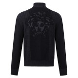 Versace Medusa Head Jacquard High-Neck Zip Knit Jacket