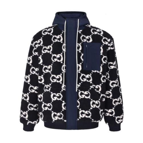 Gucci 23FW GG Print Hooded Shearling Jacket