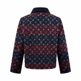 Louis Vuitton 25FW Crimson & Navy Stripe Reversible Wool Blend Jacket 260121