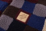 Louis Vuitton 26SS Color-Block Checkerboard Stand Collar Shearling Jacket 260121