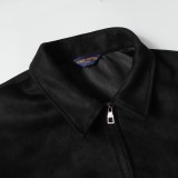 Louis Vuitton 24FW Autumn/Winter New Imported Suede Subtle Pattern Notched Collar Jacket 260121