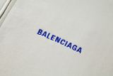 Balenciaga Front and Back Logo Blue Embroidered Zip Hooded Jacket 260311