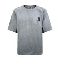Hermes Equestrian Leather Short Sleeve Shirt (Gray) 260318