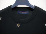 Louis Vuitton Monogram Floral Pattern & LV Logo Black Short Sleeve Crewneck 260325