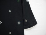 Louis Vuitton Monogram Floral Pattern & LV Logo Black Short Sleeve Crewneck 260325
