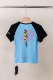 Chrome Hearts CH Heavy Wash 3D Print Short Sleeve T-Shirt (Blue-Black) 260408