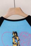 Chrome Hearts CH Heavy Wash 3D Print Short Sleeve T-Shirt (Blue-Black) 260408