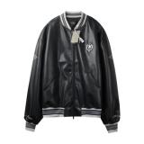 Balenciaga BLCG 26SS 3M Embroidered Gray Manchester United Baseball Flight Leather Jacket 260408