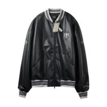 Balenciaga BLCG 26SS 3M Embroidered Gray Manchester United Baseball Flight Leather Jacket 260408