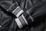 Balenciaga BLCG 26SS 3M Embroidered Gray Manchester United Baseball Flight Leather Jacket 260408