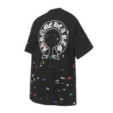 Chrome Hearts Splash Paint Horseshoe Print Short Sleeve T-Shirt 260415