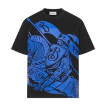 Burberry  Official Same Classic All-Over Warhorse  Large Warhorse Print Double-Yarn Pure Cotton Short Sleeve (black) 260415