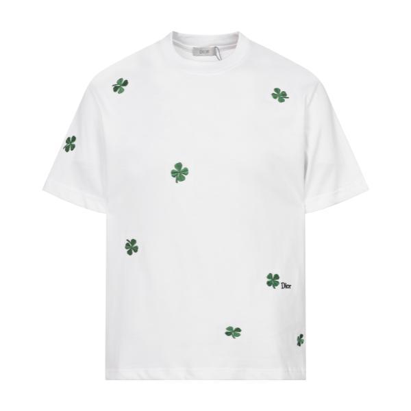 Dior Four-Leaf Clover Embroidered Logo Short Sleeve 260415