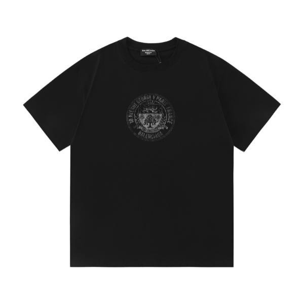 Balenciaga 2026 New Blurred Shield Letter Logo Unisex Short Sleeve T-Shirt 260422