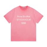 Acne Studios 2026 New Distressed Technique Printed Letter Logo (Pink) Unisex Short Sleeve T-Shirt 260429