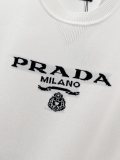 Prada Letter Yarn-Dyed Triangle Logo Crewneck Short Sleeve T-shirt 260506