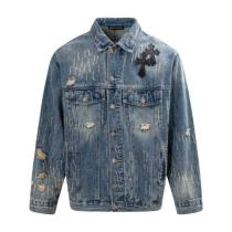 Chrome Hearts Leather Patch Cross Denim Jacket 260506