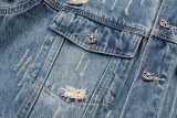 Chrome Hearts Leather Patch Cross Denim Jacket 260506