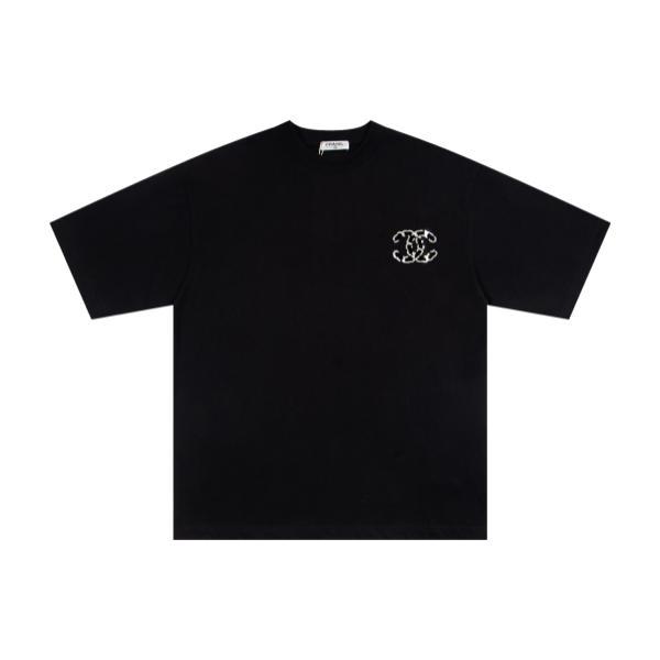 Chanel Flocked Pressed Patch Couple Short Sleeve T-Shirt 260512