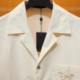 Louis Vuitton New Arrival Camp Collar Short Sleeve Shirt (Apricot) 260520