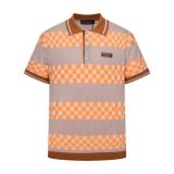Louis Vuitton 26SS Letter Badge Color-Block Stripe Checkerboard Knit Short Sleeve Polo 260520