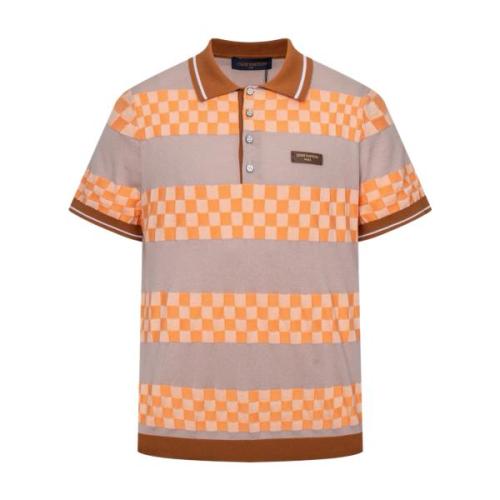 Louis Vuitton 26SS Letter Badge Color-Block Stripe Checkerboard Knit Short Sleeve Polo 260520