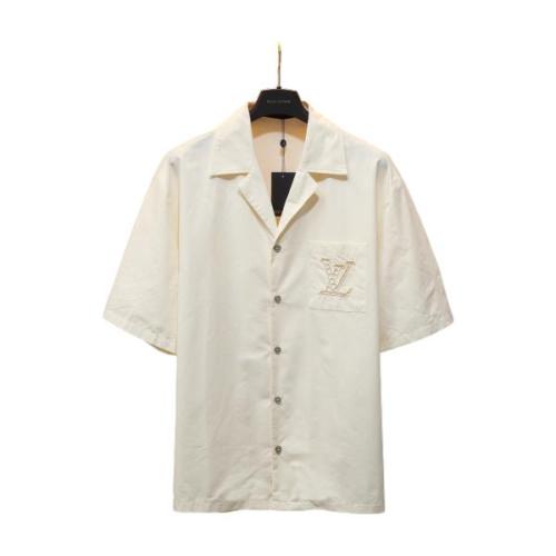 Louis Vuitton New Arrival Camp Collar Short Sleeve Shirt (Apricot) 260520