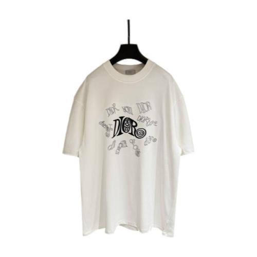 Dior New Patch Embroidered Short Sleeve T-Shirt (White) 260520