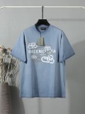 Balenciaga 26SS Early Spring New Letter Logo Print Short Sleeve (Blue) 260520
