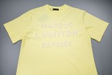 Louis Vuitton Spring/Summer New Short Sleeve T-Shirt - V Slogan Embroidered T-Shirt (Yellow) 260526
