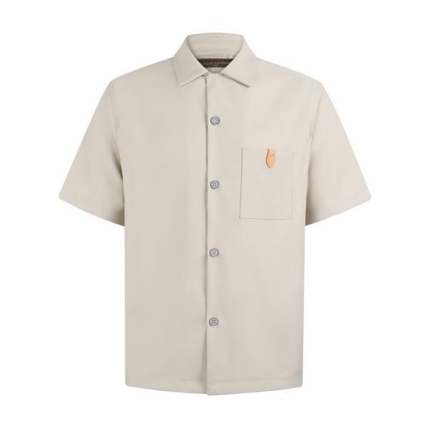 Louis Vuitton 26SS Silk-Cotton-Wool Blend Camp Collar Logo Short Sleeve Shirt 260616