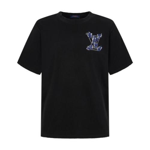 Louis Vuitton 26SS Premium Denim Washed Patch Embroidery Classic Minimalist Short Sleeve T-Shirt 260708