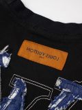 Louis Vuitton 26SS Premium Denim Washed Patch Embroidery Classic Minimalist Short Sleeve T-Shirt 260708