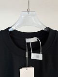 Dior Embroidery Logo Round Neck Short Sleeve T-Shirt - Front CD & Back Leather Patch - Dark Gray