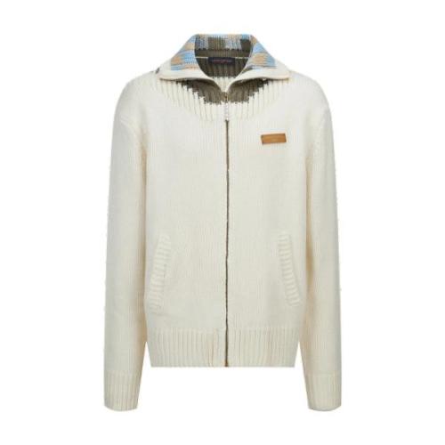Louis Vuitton 25FW Rainbow Color-Block Sailor Collar Knit Zip Jacket - White 260721